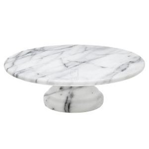Soporte de pastel de mármol hecho a mano con base de madera redonda Serveware de mármol - Product Image 3