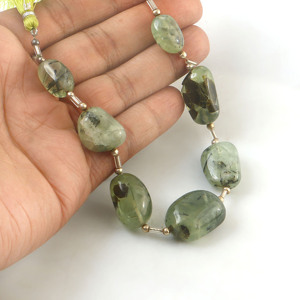Perles lisses de préhnite naturelle, 11x13mm à 17x21mm, perles de pierre précieuse préhnite verte, brin de 8 pouces, fabrication de bijoux, vente en gros - Product Image 2
