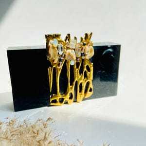 กระเป๋าคลัทช์เรซิ่นสีทองสำหรับเด็กกระเป๋าคลัทช์ทำด้วยมือมีซิปแบบพกพามีกระดุม - Product Image 3