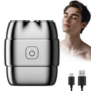 Afeitadora Eléctrica Portátil Plateada para Hombre, Doble Anillo, Doble Cuchilla, Lavable, Afeitado en Seco y Húmedo, Mini Afeitadora Impermeable - Product Image 2