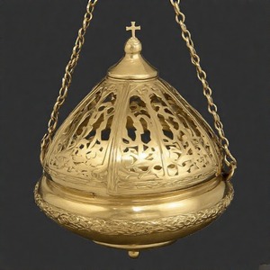 VirtueSmoke DivineFume Celestial Aura Brûleur d'encens suspendu en laiton Finition antique Encensoir pour les rituels d'église et le culte sacré - Product Image 2