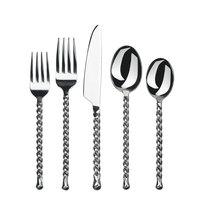 Ensemble de couverts en acier inoxydable plaqué argent de haute qualité avec fourchette, cuillère et couteau de service - Vaisselle élégante pour la cuisine par JN Crafts