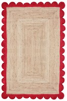 Tapis en jute fait main de meilleure qualité motif de défilement de limite rouge Style moderne tapis de porte lavable pour la maison pique-niques indiens directs
