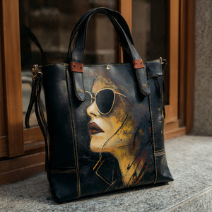 Bolso de mano de trabajo para mujer, bolso de mano de cuero genuino de lujo de gran capacidad, bolsos de hombro de piel de vaca plegables suaves y cómodos - Product Image 2