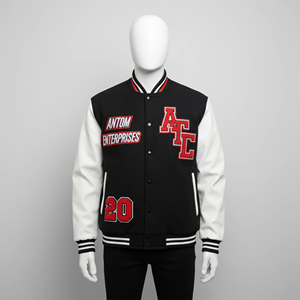 Chaqueta universitaria de manga de lana y cuero personalizada con chaqueta de invierno personalizada Chenille bordado Letterman Baseball Bomber para hombres - Product Image 4