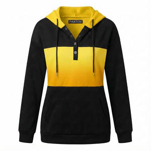 Women Custom Color Hoodies Henley Button Long Sleeve Casual Loose Fit Pullover Winter Warm Bulk Wholesale Price Fashion Hoodies - Product Image 4