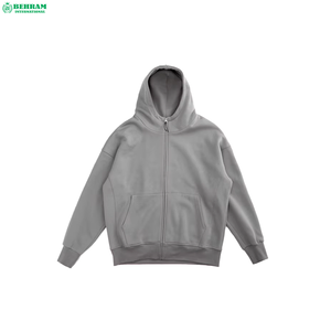 Prix de gros – Sweat à capuche thermique zippé fabriqué au Pakistan 2024 – Logo avant – 80 % coton 20 % polyester – Épaules tombantes – Séchage rapide - Product Image 1