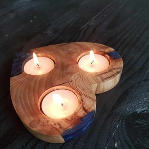 Portavelas de madera de resina para vacaciones de Navidad Pascua y Día de San Valentín epoxi decorativo regalo de cumpleaños para la familia - Product Image 6