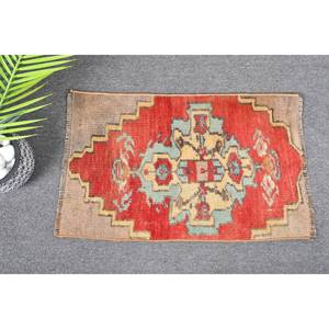 Tapis Vintage en Laine Patchwork Rouge Vert 1.3 X 2.1ft Turc Grande Surface Rectangle Zone Motif Abstrait Nouveau Tapis de Chambre en Latex Seagrass - Product Image 1