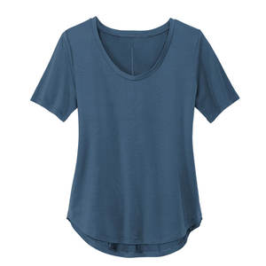 T-shirt pour femme, coupe classique, manches courtes, col rond, élégant, en coton/fibre de bambou, 200g, respirant - Product Image 5