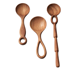 Utensilios de cocina de madera natural Cucharas de cocina Utensilios de madera Espátula Reutilizable Hecho a mano Juego de cubiertos de madera natural - Product Image 5