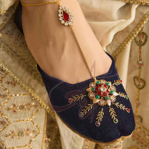 Zapatos Khussa para Mujer, Color Sólido, Resistentes, Material de Terciopelo, Antideslizantes, Estampados, Hechos a Mano, con Suela de Cuero Genuino - Product Image 4