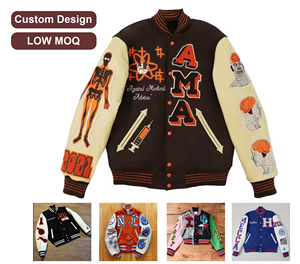 Chaquetas Varsity de Invierno Unisex Personalizadas, de Lana y Cuero, Gruesas, a Cuadros, Vintage, OEM, MOQ Bajo - Product Image 1