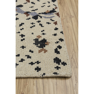Alfombra de Lana Anudada a Mano Pansy Ivory con Patrón Floral Rectangular para Sala de Estar, Decoración del Hogar y del Automóvil, Estilo Rompecabezas - Product Image 4