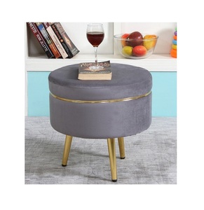 Pouf en velours pour chambre à coucher en tissu avec motif floral utilisé dans les tabourets de courtoisie Pouf rond pour chambre de luxe à très bon prix - Product Image 3