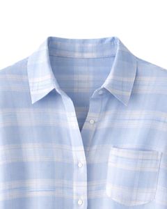 Camisa Oversize a Cuadros para Mujer, Azul Claro, Manga Larga, Casual, de Franela, Tipo Túnica, Suave, Otoño Invierno, Venta al por Mayor - Product Image 4