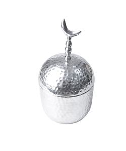 Boîte de rangement en aluminium plaqué argent avec couvercle design martelé pour décor de table de cuisine d'hôtel à la maison - Product Image 1
