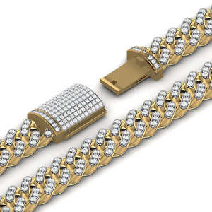 Pulsera de Eslabones Cubanos Chapada en Oro de Plata de Ley 925 Estilo Hip Hop con Diamantes Engastados en Pavé, Elegante Regalo para Mujer - Product Image 2