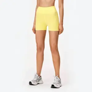 Eo cao 78% Polyester, 22% Elastane chanh cỏ roi ngựa Melange xung hotpants với ban nhạc đàn hồi bên trong eo và ẩn túi một