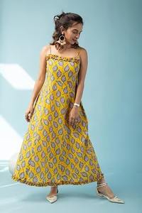 Hand Block Printed Cotton Summer <b>Dress</b> Long Sleeveless Cute Style Personalized Bride Wedding Gift Beach Cover <b>Dress</b> on Sale - Product Image 4