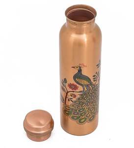 Premium 2L Pure Copper Gym Bottle Peacock Design Durable Rust-Proof Anti-Oxidant Lacquer 500ml Direct <b>Drinking</b> <b>Plastic</b> Drinkware - Product Image 4