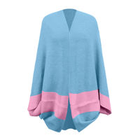 Poncho d'hiver décontracté personnalisé OEM ODM pour sororité, cardigan en tricot jacquard, châle ouvert en tricot pour femme