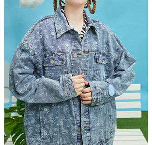 Custom Top Selling Unisex Paisley Jacquard chaqueta de mezclilla acolchada para los hombres de Otoño de alta calidad Patchwork impreso - Product Image 5