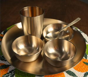 Quality Bronze Kansa <b>Indian</b> Thali sets Serving And Eating Plates For Dining Set Direct Factory Manufacturer - Product Image 1