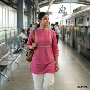 ชุดคุर्ติและเสื้อคลุมผ้าเรยอนเนื้อหนาแบบสบายๆ สไตล์อินเดีย ลายแฟนซี ไซส์ใหญ่ ราคาประหยัด ทันสมัย - Product Image 2