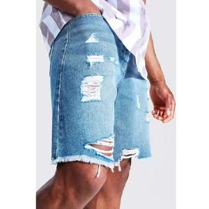 Shorts en jean décontractés pour hommes, coupe slim, effet vieilli, 100 % coton, séchage rapide, légers, vente en gros - Product Image 3