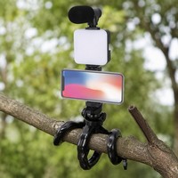 Kit de réalisation vidéo professionnel AY-49H avec trépied pieuvre, microphone, lumière d'appoint LED, ensemble Vlog pour téléphone, appareil photo, YouTube, TikTok Live