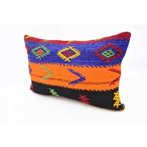 Multicolor Bohemian Kilim Pillow 16x24 Inch Luxury <b>Silk</b> <b>Cushion</b> Woven Vintage Print for Sofa and Floor Use for Christmas - Product Image 4