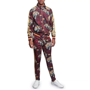 Wholesale Custom 100% Bamboo Fiber Satin <b>Knitted</b> 220g Plus Size Men's Formal <b>Sets</b> Autumn Sublimation Zipper Tracksuits - Product Image 5