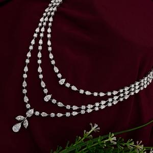 Collier en or blanc 18 carats plaqué diamants de laboratoire multiformes de luxe pour mariage, bijoux unisexes, 28,45 carats, clarté VVS F - Product Image 4