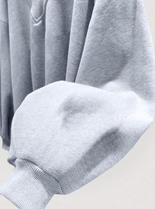 Sweat-shirt ample en coton doux pour femmes, col en V ample, ourlet côtelé, manches longues, haut confortable - Product Image 6