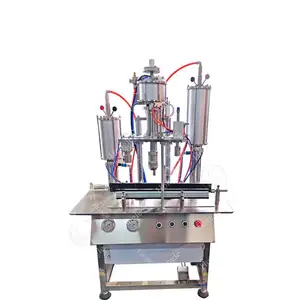 Easy operation compact design 6 in 1 pneumatic type aerosol filling machine for industrial aerosols