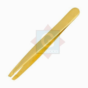 Pinzas para cejas de acero inoxidable con punta inclinada profesional de alta calidad, herramienta para desplumar cejas con logotipo personalizado - Product Image 3