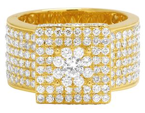 S925 Sterling <b>Silver</b> Moissanite Iced Out Hip Hop Style Engagement Diamond <b>Ring</b> For <b>Men</b> - Product Image 2