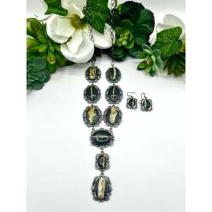 Mary Ann Spencer Fashion Jewelry <b>Set</b>-Black Jack & Sterling <b>Silver</b> <b>Necklace</b> - Product Image 1
