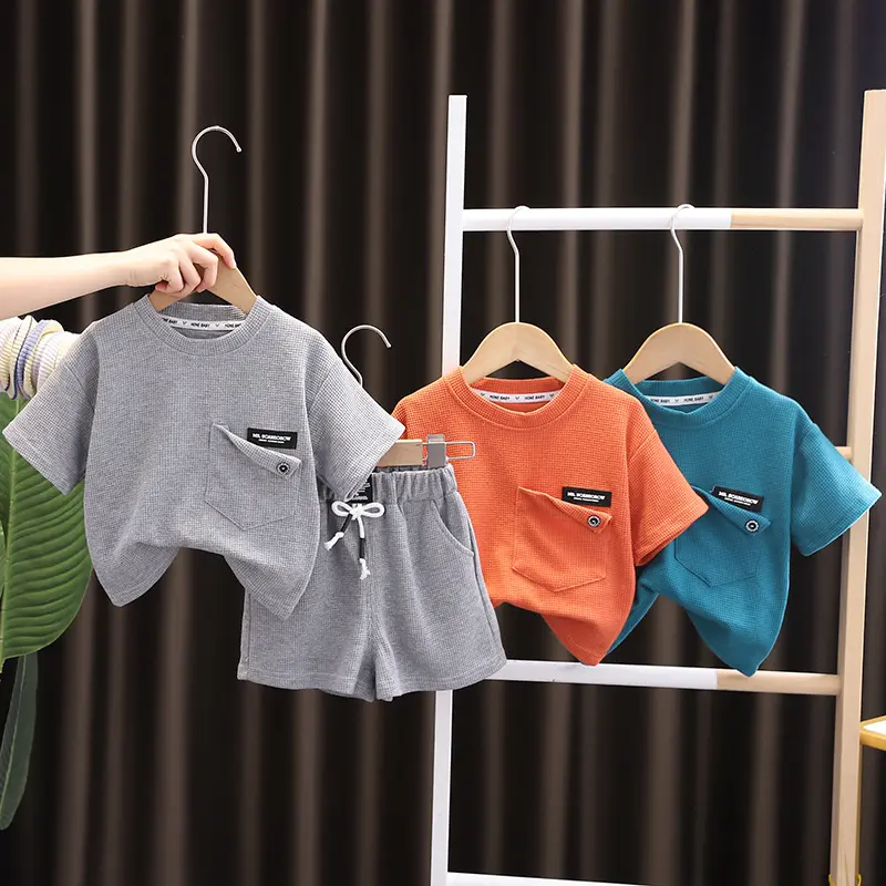 Conyson Conyson - Conjunto de roupas de verão para meninos, camisa polo + shorts, camiseta casual de algodão para bebês, manga curta, 2 peças, ideal para crianças pequenas