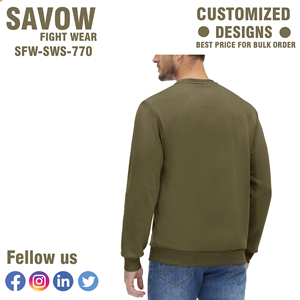 Custom Unisex Winter <b>Crewneck</b> Sweatshirt OEM Service High Quality 100% Cotton Fleece Solid Breathable Puff Printing Logo - Product Image 2