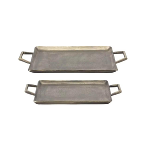 Plateau de service en fer fait à la main, écologique, design moderne, décoration de table pour la maison, l'hôtel, le restaurant, articles de cuisine, fabriqué en Inde - Product Image 1