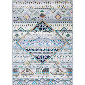 พรมไหมพรมผสมไหมไผ่ถักมือสีน้ำเงินแมนชาฮ่า ลายเรขาคณิตคลาสสิกขนาดใหญ่ สำหรับบ้าน ห้องนั่งเล่น ห้องโถง-Les-1366 - Product Image 1