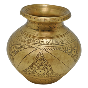 Lota en laiton pur vintage de haute qualité avec gravure, finition polie pour une utilisation en cuisine, article de cuisine antique arabe Lutiya - Product Image 1