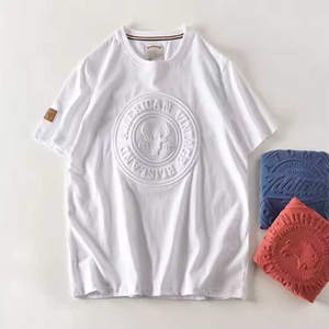 Camiseta de algodón 100% de peso pesado personalizada para hombre, 180 gramos, ropa superior de estilo informal con estampado de lujo en relieve 3D de alta calidad - Product Image 2