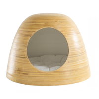 Lits pour chiens et chats en bambou tissé écologiques, forme ronde, amovibles et lavables, coussin doux fait main, Vietnam