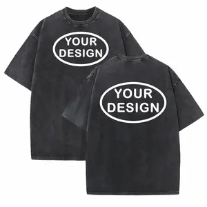 <b>Men's</b> 280G Pure Cotton Knitted Custom T-Shirt Hip-hop Street Style High-Temperature Printed Oversized <b>Top</b> - Product Image 2