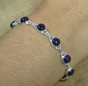 Pulsera con Dije de Amatista, Plata de Ley 925, Lujo, Certificado GIA, Gema Redonda, Ajustable, Hecha a Mano, Piedra Natural, Regalo para Mujer - Product Image 6