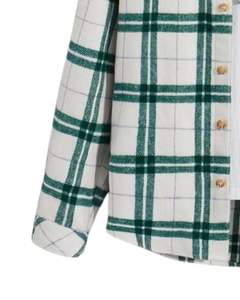 Chemise en flanelle à carreaux pour homme, personnalisée par le fabricant, blanc et vert, boutonnée, manches longues, décontractée, style chemise d'hiver chaude - Product Image 5