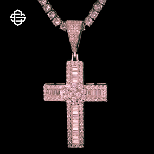 Personalizado Hiphop Moissanite Iced Out Cruz colgante collar para hombres plateado Bling joyería religiosa declaración cadena - Product Image 4